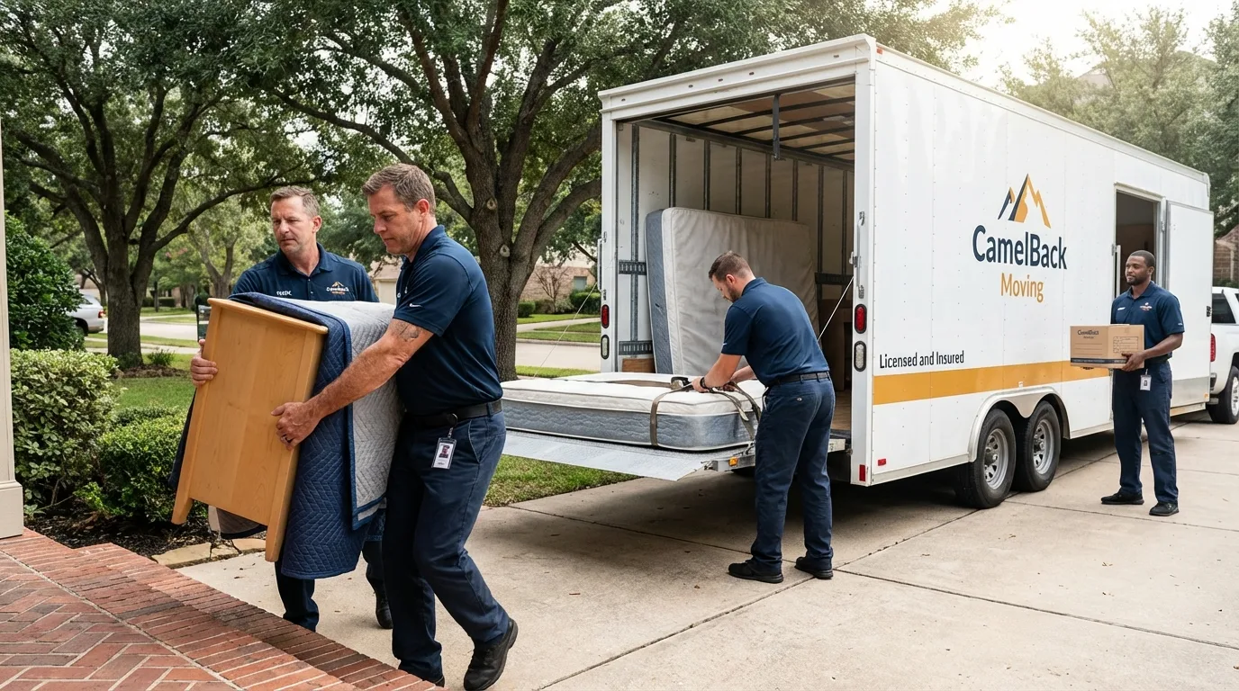 Crew loading residential truck for cross-state move from Sheridan, IL