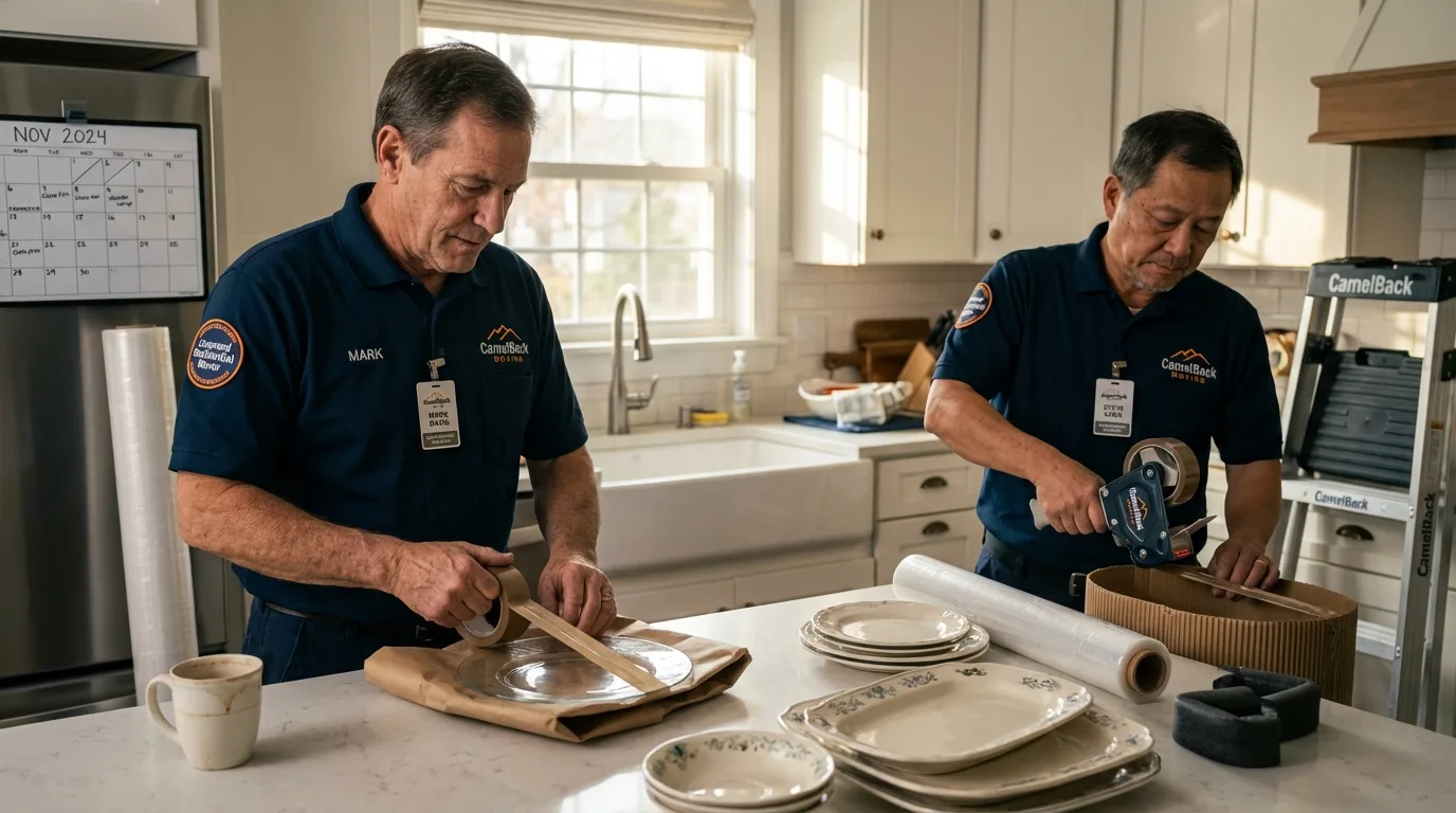 Professional crew packing kitchen dishware in Sheridan, IL